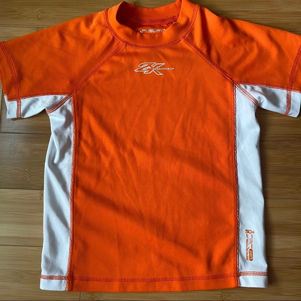 ZeroXposur Orange Rash Guard Size Medium (5/6)